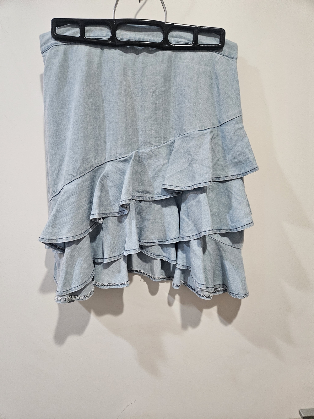 BB Dakota Light Blue Ruffle Denim Skirt